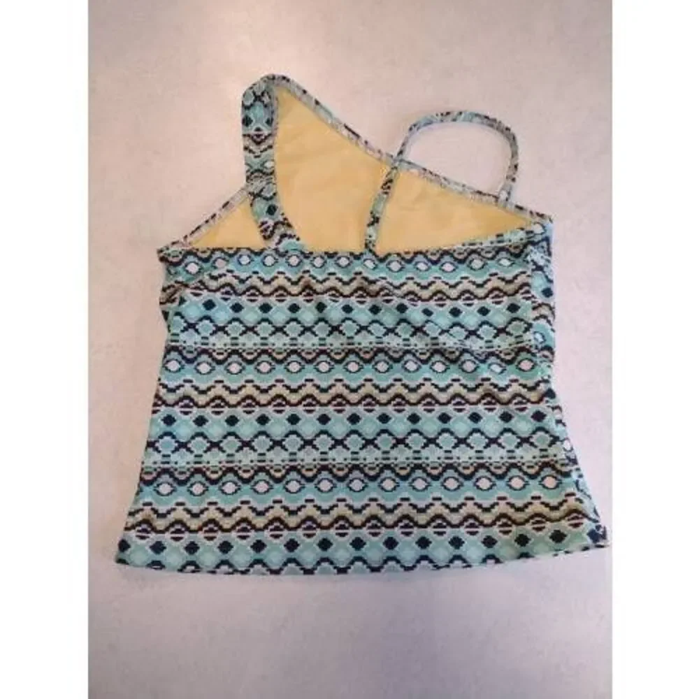 Lands End Girls Size 10 Slim 10S Tankini Top Swim Aztec Tribal Print